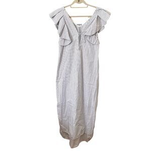THREE GRACES LONDON Striped Ruffle Midi Dress Sz‎ 10 (US 6)